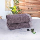 500 GSM Bamboo Hand Towel Set Of 2 - Ash Grey | Ultra Soft & Highly Absorbent Towels - Rangoli